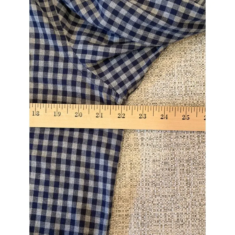 Banana Republic Gingham Navy Gray Cotton Long Sleeve Button Down Shirt Men's M